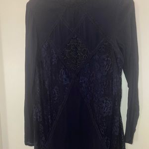 Navy Long Sleeve Mock Neck Dress